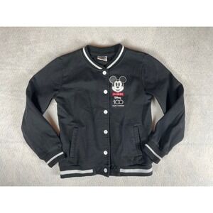 Disney 100 Years of Wonder Mickey Mouse Black Varsity Jacket Kids